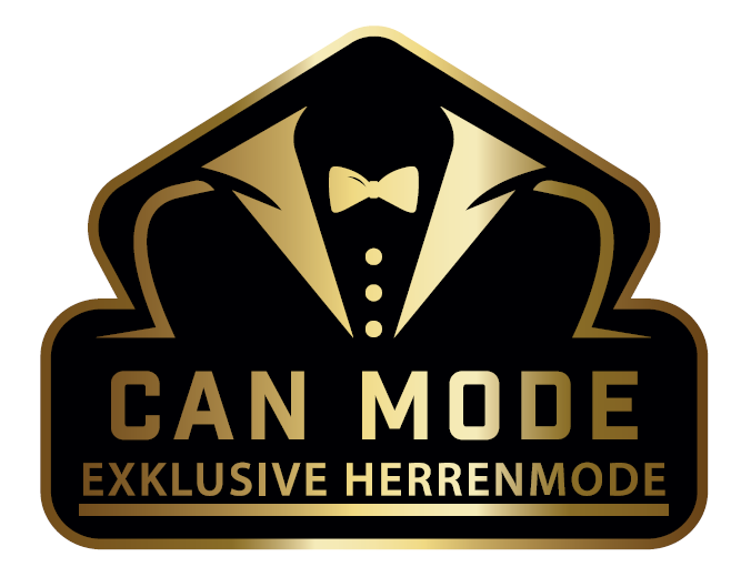 Schwarzes und goldenes Logo mit stilisiertem Anzug und Fliege, elegantes Design